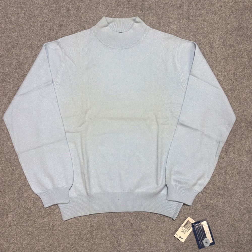 Charter Club 100% Cashmere Mock Neck Sweater Baby Blue Large 70008BL893 NEW